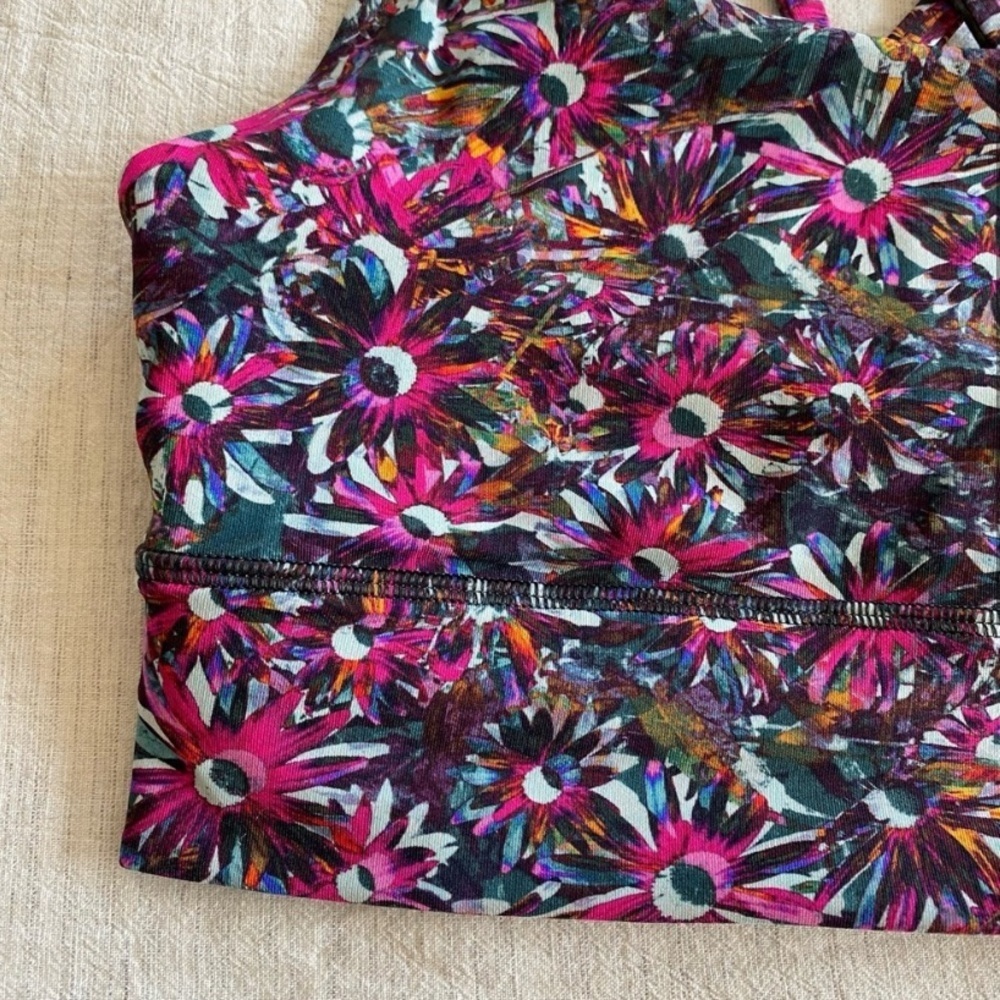 Lululemon Energy Longline Floral Print Sports Bra Size 6 RARE - Picture 3 of 5
